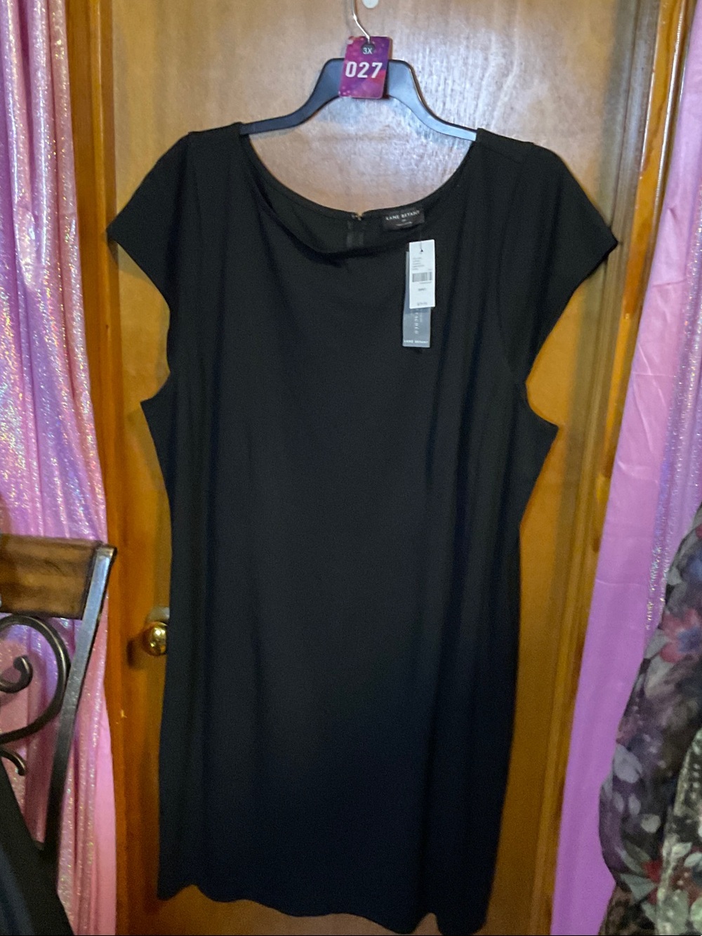 27 - Lane Bryant Black Cap-Sleeve Midi Shift Dress